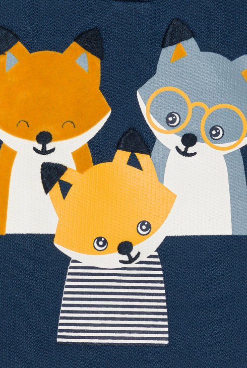 Sweat col pressionné renards bleu bébé garçon