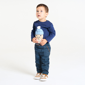 Pantalon toile jogger bleu bébé garçon 1