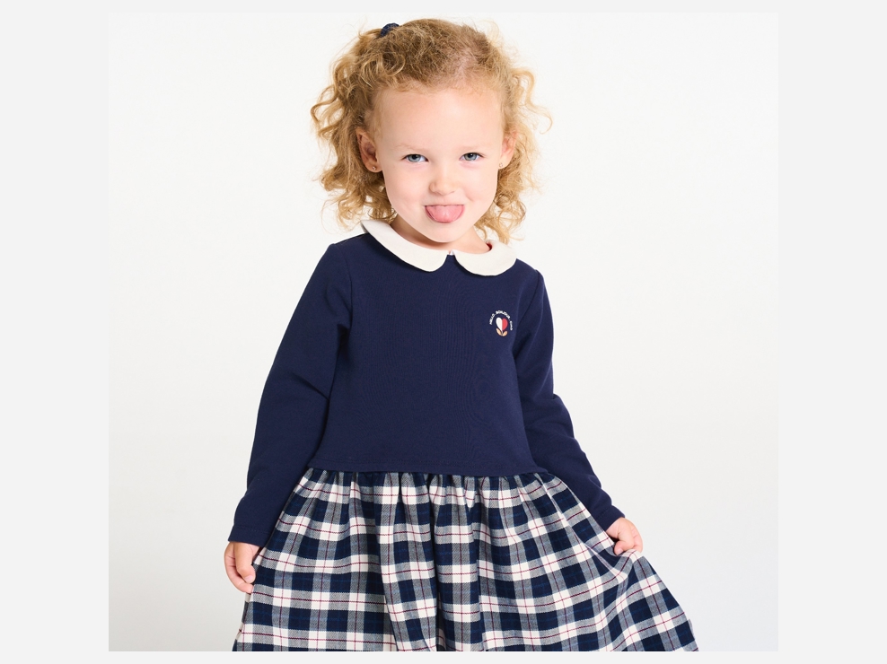 Robe 2 en 1 molleton bleu bébé fille 1