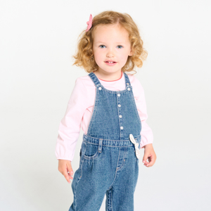 Baby girl blue denim dungarees 1