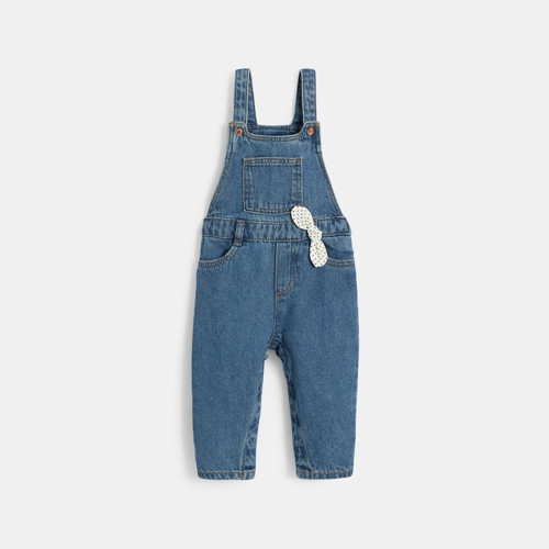 Salopette Longue En Jean Bleu Bébé Fille - Denim Bleu Stone - 12M - OBAIBI