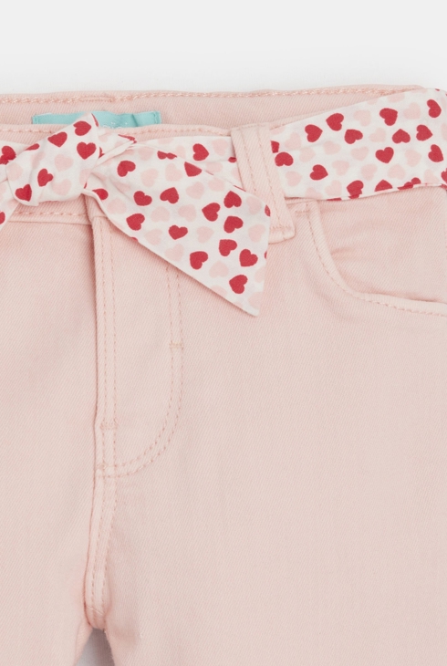 Pantalon coton stretch rose bébé fille