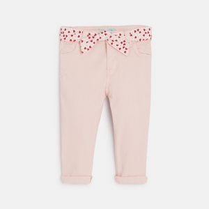 Roze broek van stretchkatoen voor babymeisjes 1