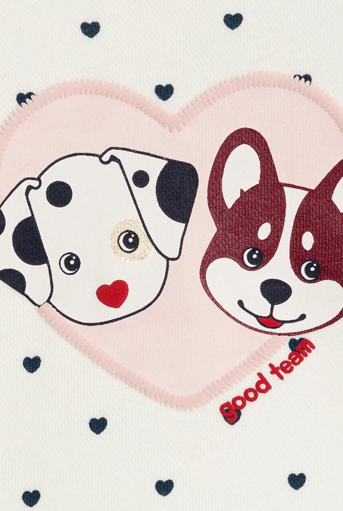 Weißes Molton-Sweatshirt mit Hunden und Herzen Baby Mädchen 2