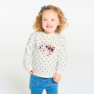 Witte sweater van joggingstof met hondjes en hartjes voor babymeisjes 1