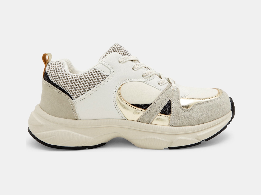 Baskets running brillantes beige fille 1