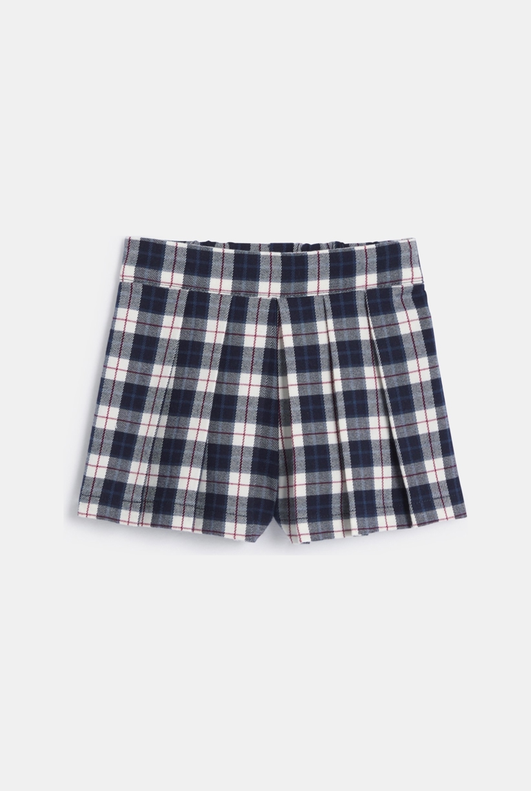 Shorts aus Schottenstoff mit Falten 1