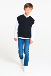 Pull débardeur col V bleu marine Garçon 4