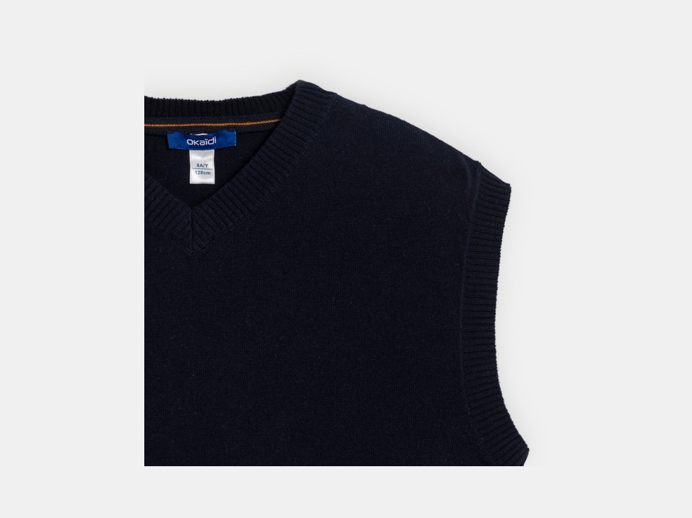 Pull sans manches col V bleu marine Garçon 2
