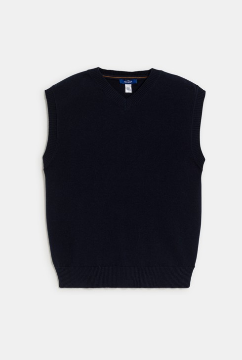 Pull sans manches col V bleu marine Garçon 2