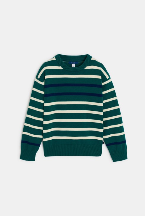 Zeleni prugasti mornarski pulover za dječake 1