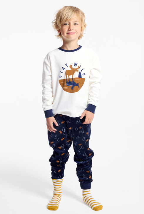 Pyjama 2 pièces en velours écru Garçon 1