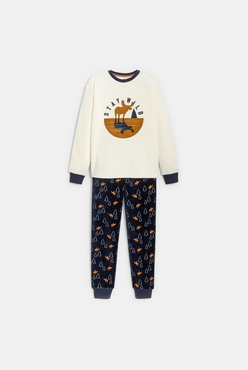 Pyjama 2 pièces en velours écru Garçon 2