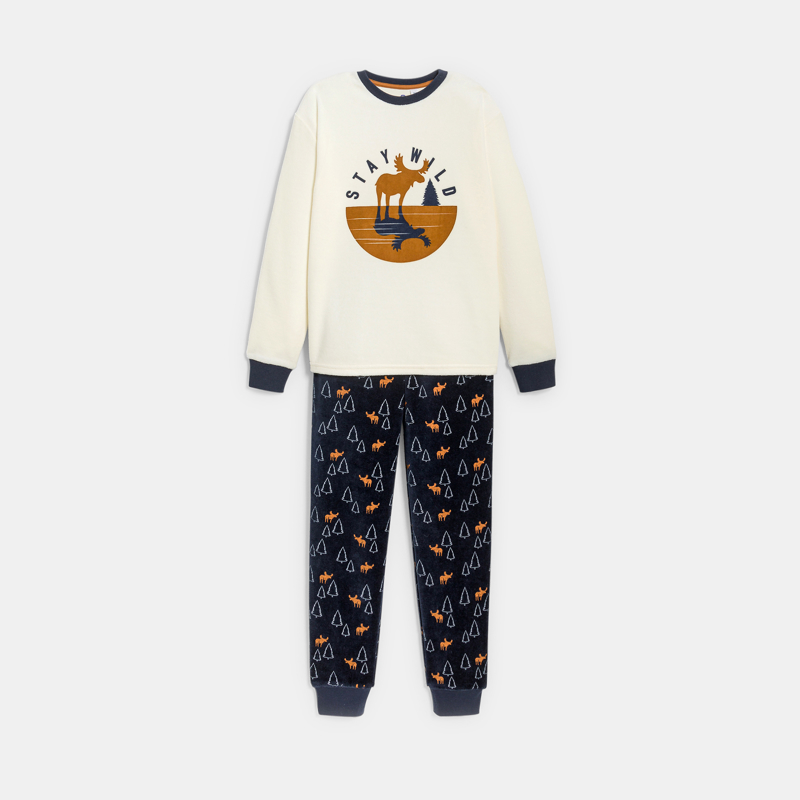 Pyjama 2 pièces en velours écru Garçon - 2A