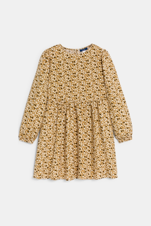 Robe évasée à fleurs jaune Fille 1