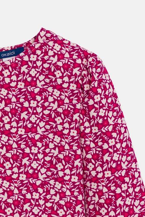 Robe évasée à fleurs rose Fille