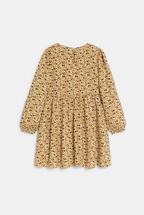 Vestit acampanat amb flors groc nena 2