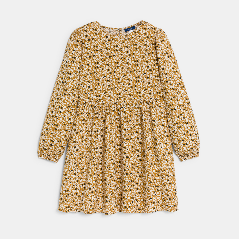 Erweitertes Blümchenkleid Gelb Mädchen