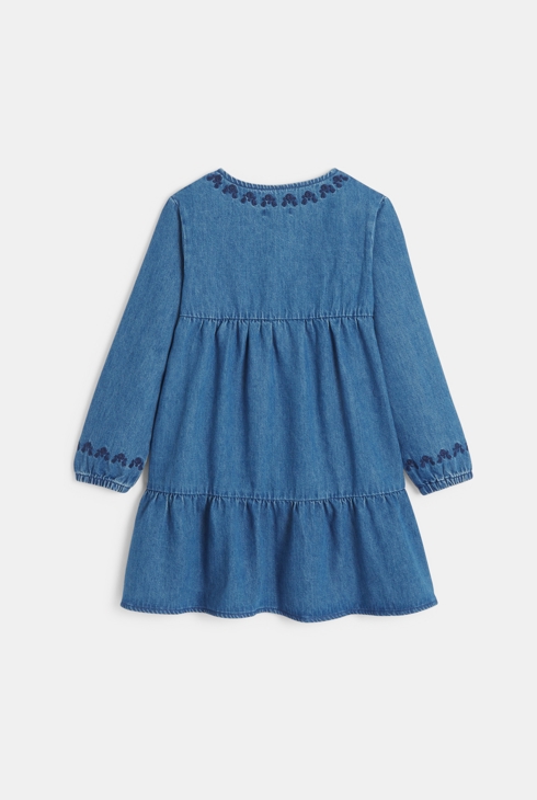 Robe en jean brodé bleu Fille