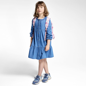 Robe en jean brodé bleu Fille 1