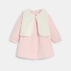 Robe velours côtelée et gilet rose bébé fille