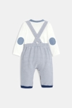 Salopette coton fantaisie rayé et body bleu bébé garçon 4