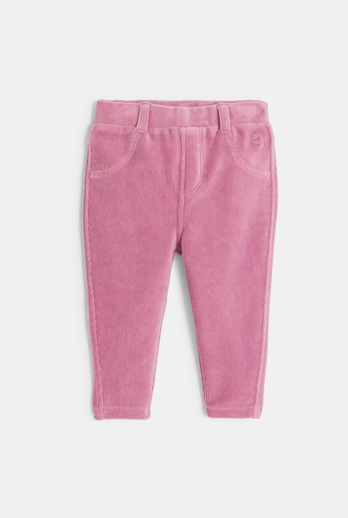 Pantaloni rosa in velluto per neonata 1