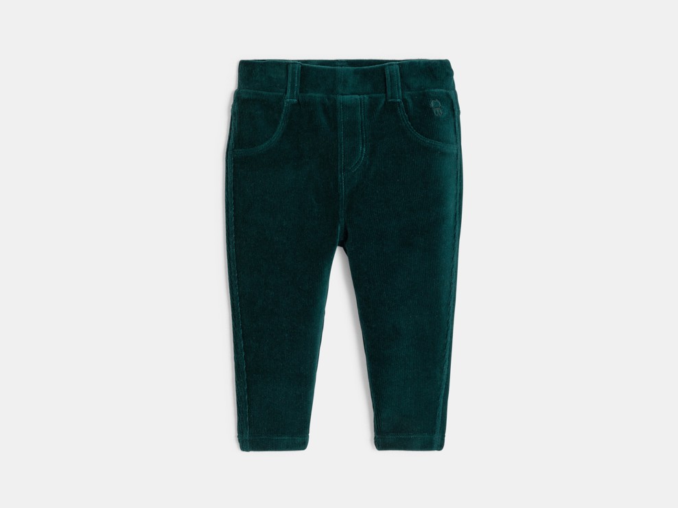Pantalón terciopelo verde oscuro bebé niña 1