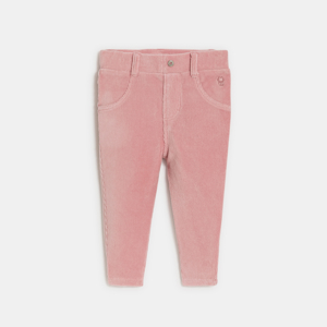 Baby girl's pink velvet trousers 1