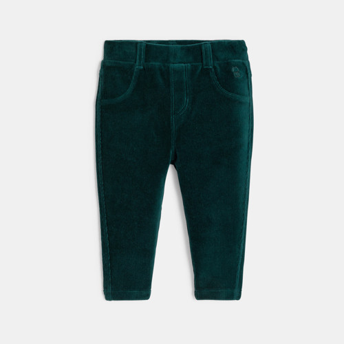 Pantalon Velours Vert Foncé Bébé Fille - Tilleul Fonce - 18M - OBAIBI