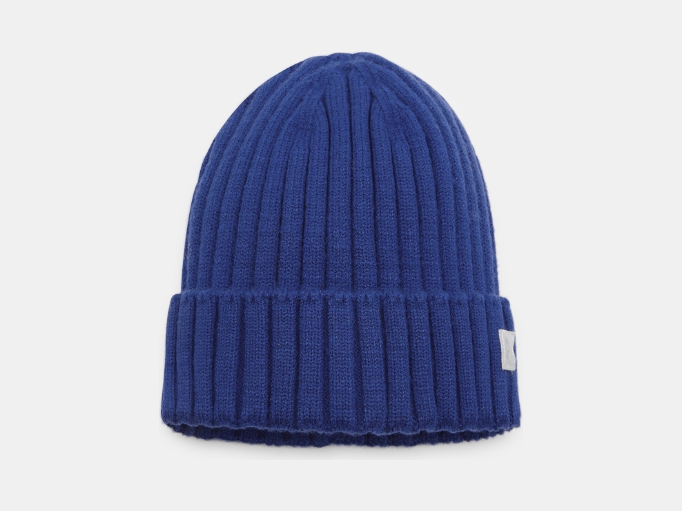 Bonnet côtelé à revers bleu Mixte 1