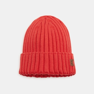 Unisex orange ribbed beanie with turnover 1