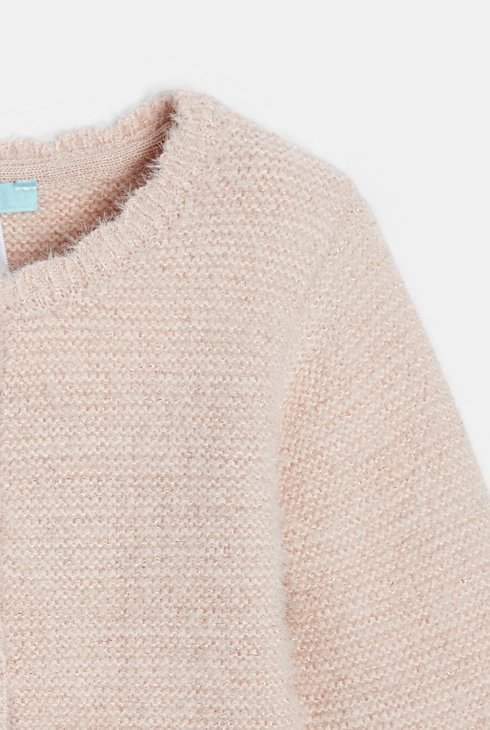 Gilet maille tricot doux rose bébé fille