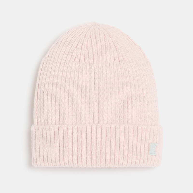 Gerippte Mütze mit Umschlag für Mädchen