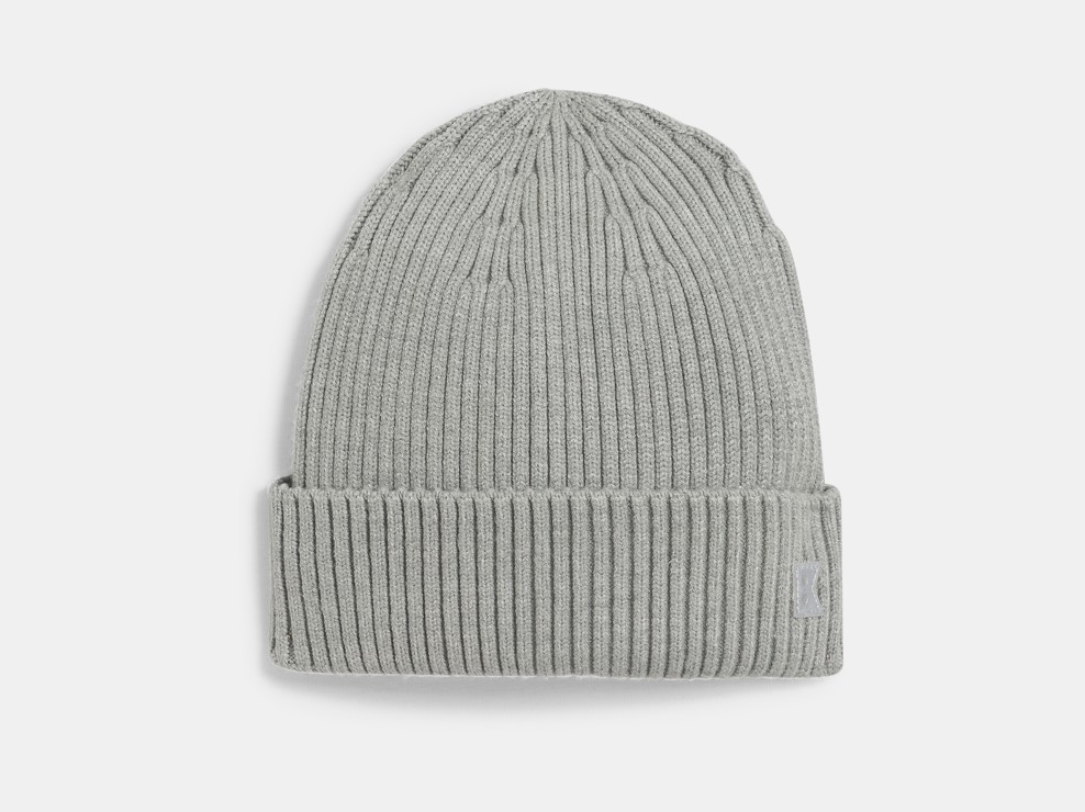 Bonnet côtelé à revers gris Garçon 1