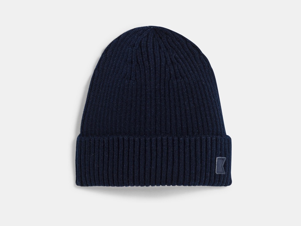 Bonnet côtelé à revers bleu Garçon 2