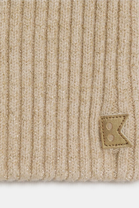 Snood côtelé uni beige Fille 2