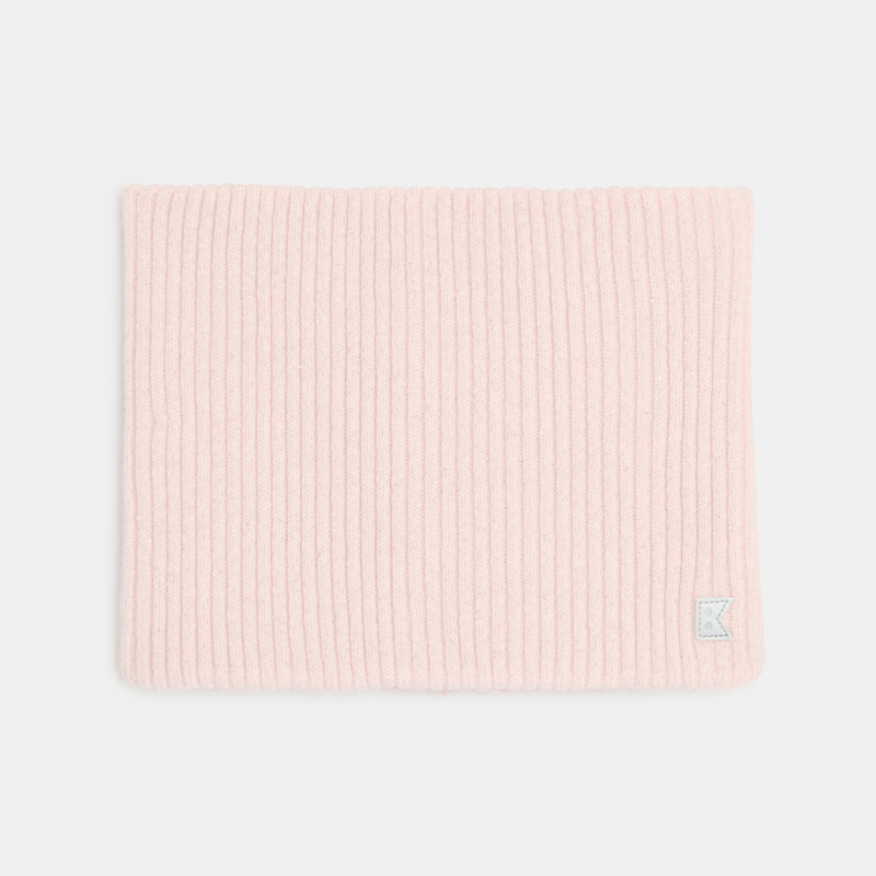 Einfarbiger gerippter Snood in Rosa für Mädchen