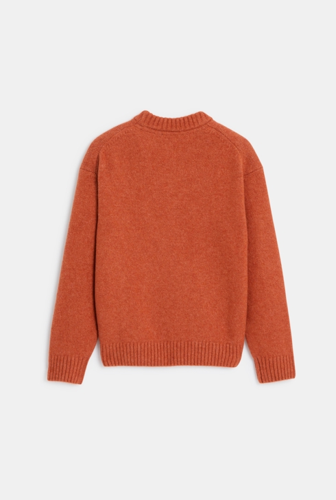 Pull col rond orange Garçon