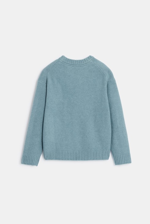 Fantovski moder pulover z okroglim ovratnim izrezom 2