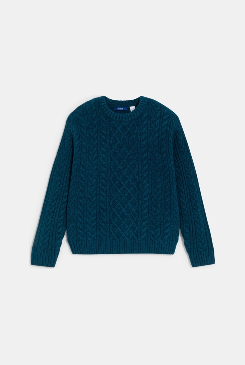 Pull torsadé bleu marine Garçon