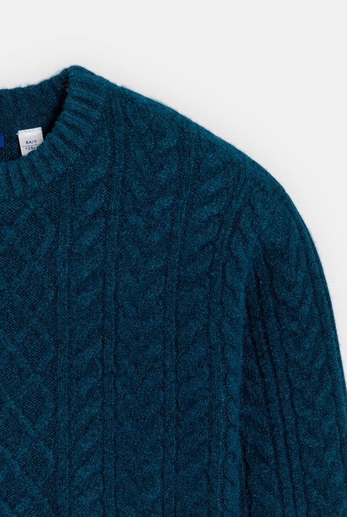 Pull torsadé bleu marine Garçon
