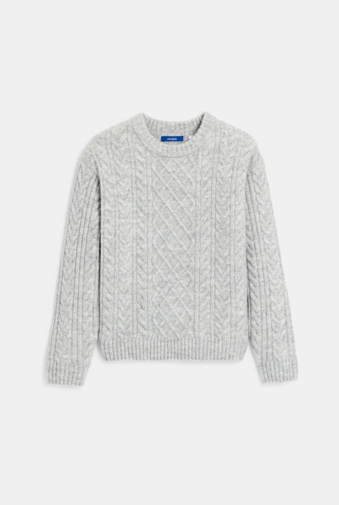 Fantovski pulover s kitastim vzorcem lisasto sive barve 1