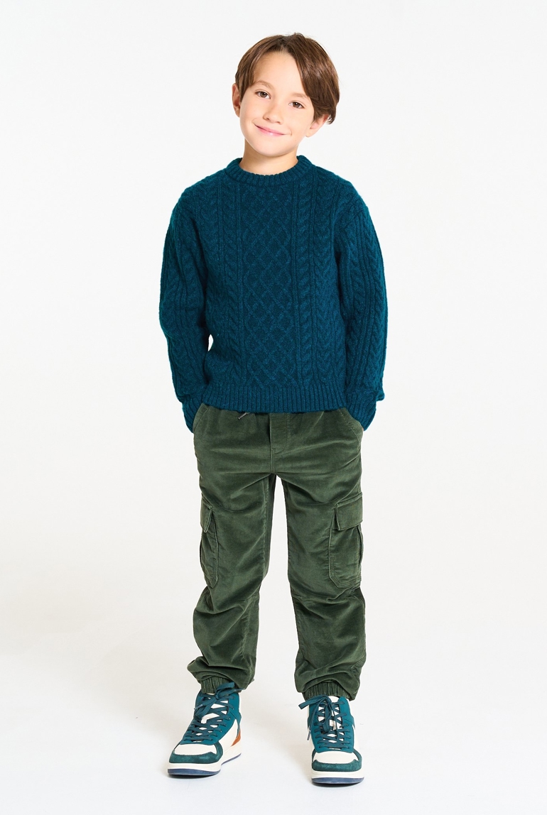 Pull torsadé bleu marine Garçon 1