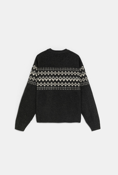 Schwarzer Pullover mit skandinavischem Muster für Jungen 2