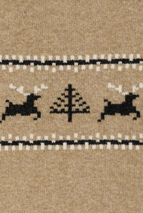 Pull motif scandinave beige foncé Garçon