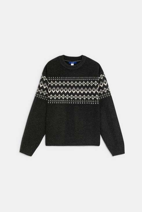 Boy's black Scandi pattern jumper 1
