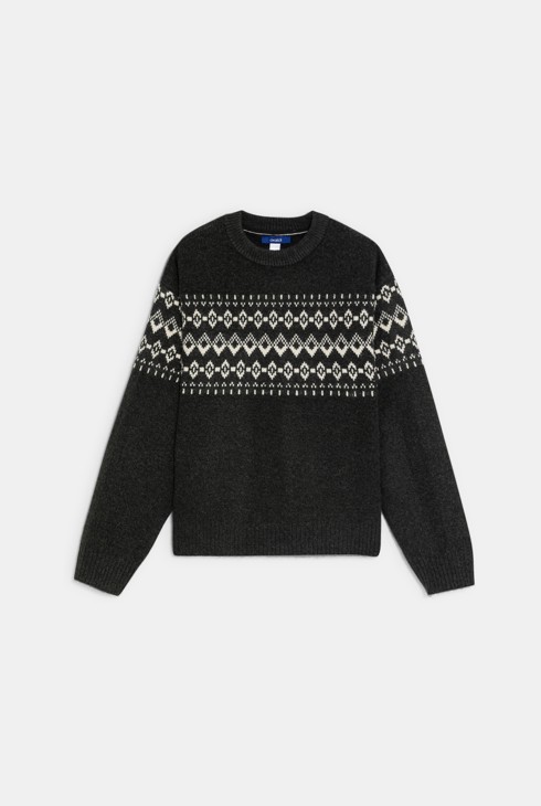 Boy's black Scandi pattern jumper 1