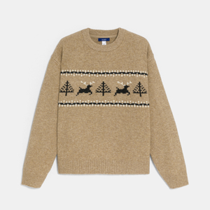 Pull motif scandinave beige foncé Garçon 1