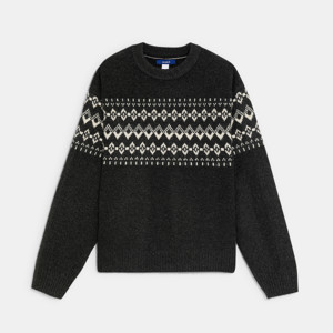Schwarzer Pullover mit skandinavischem Muster für Jungen